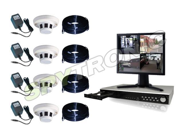 Ensemble 4 caméras détecteur de fumée et DVR A/V